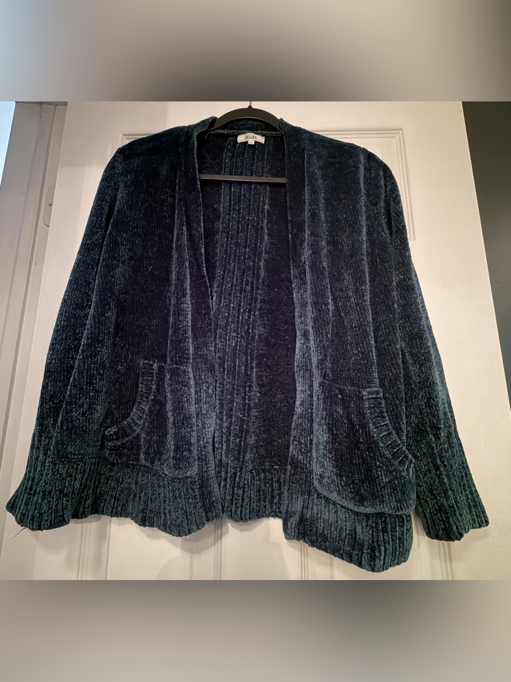 Mudd Plush Open-Front Cardigan in Navy Blue